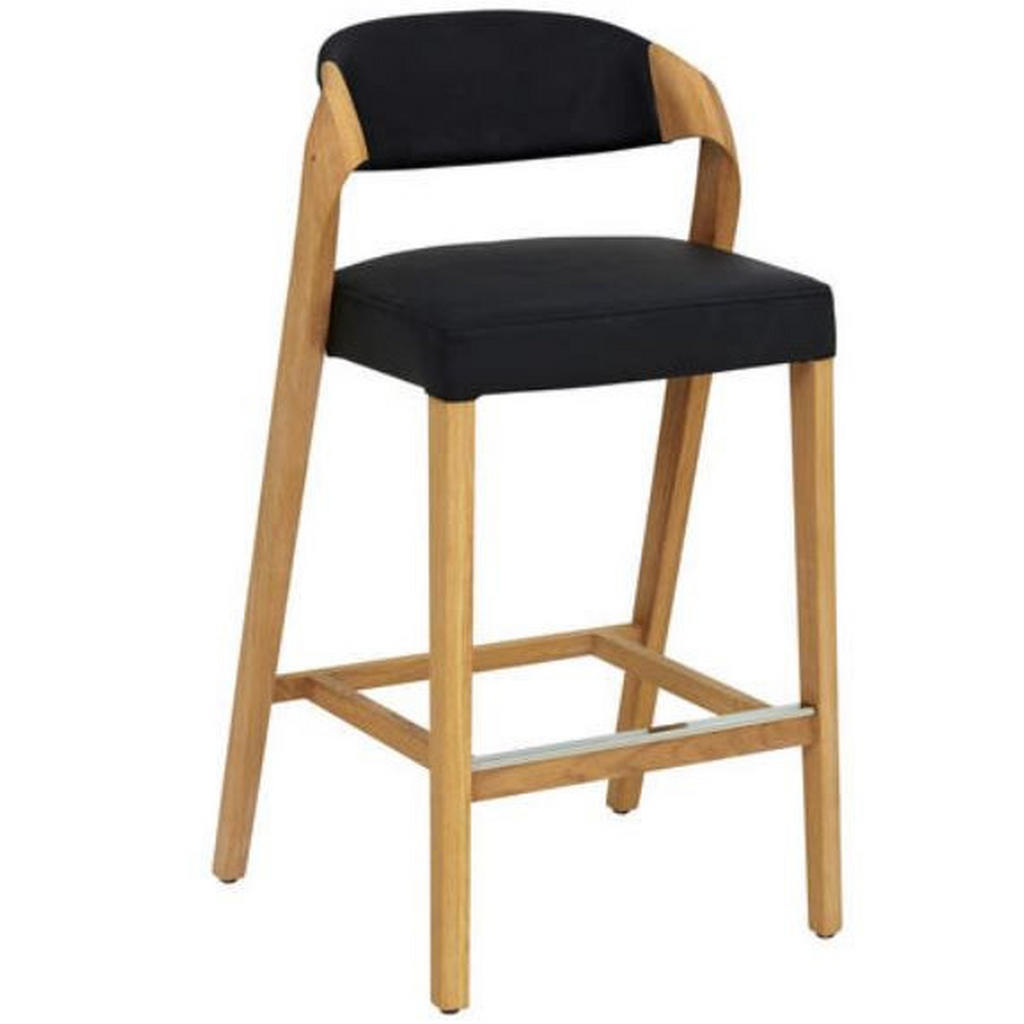 BARSKI STOL, črna, barve hrasta