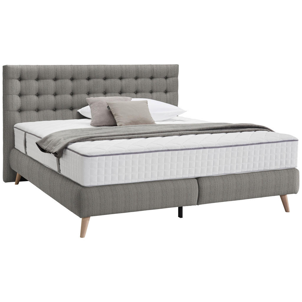 POSTELJA BOXSPRING 180 cm x 200 cm , tekstil svetlo siva