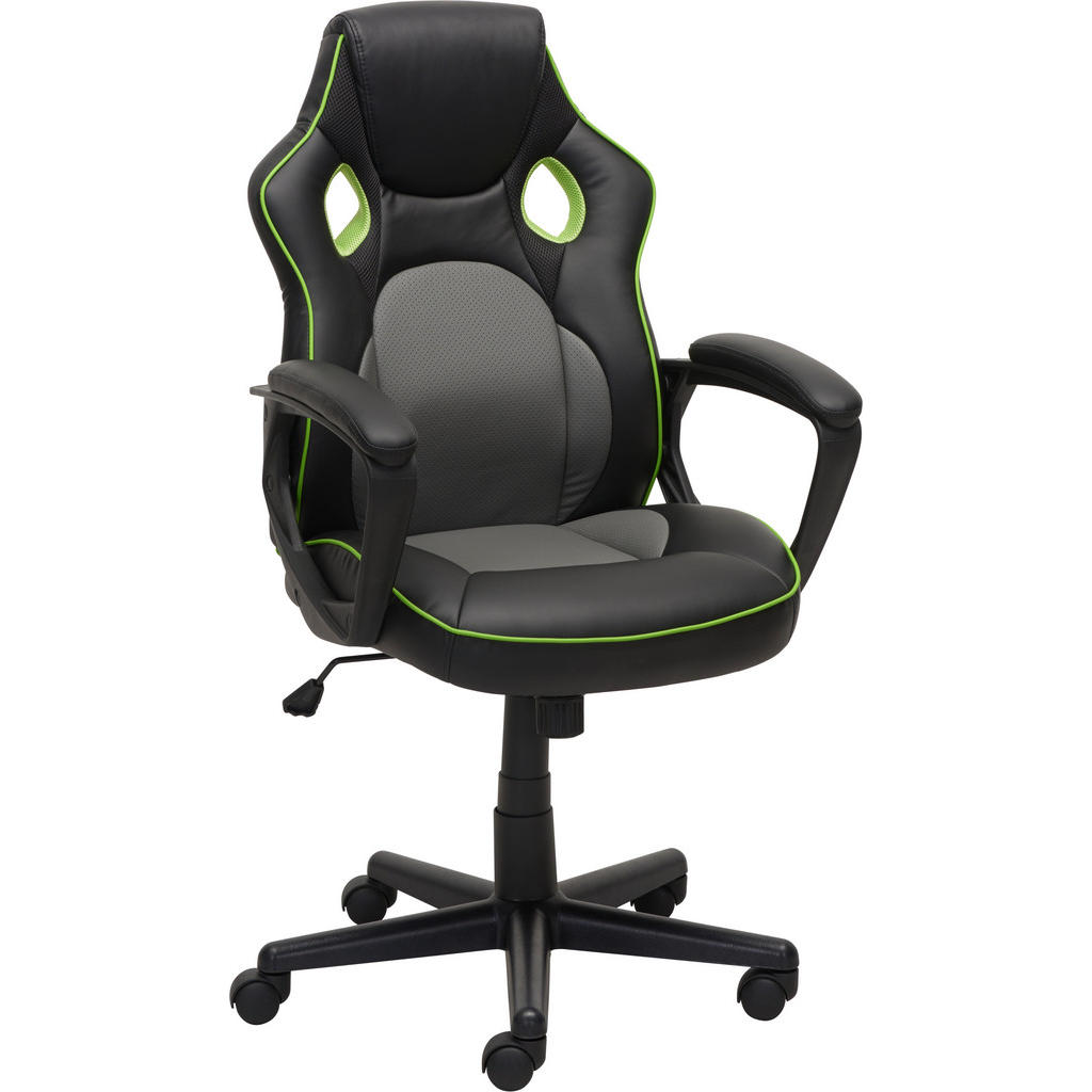 PISARNIŠKI STOL kovina, umetna masa, tekstil siva, zelena, črna