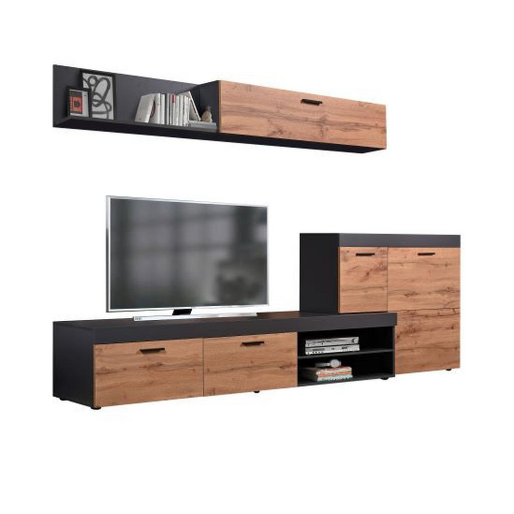 DNEVNI REGAL, barve grafita, hrast wotan