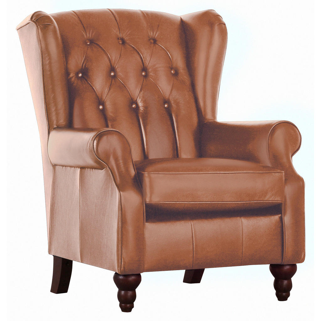 FOTELJ Z OPORO ZA GLAVO, svetlo rjava usnje