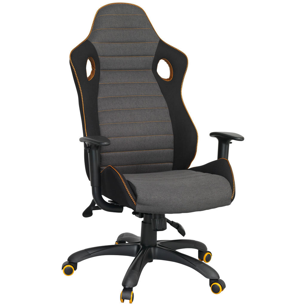 GAMING STOL kovina, umetna masa, tekstil siva, črna