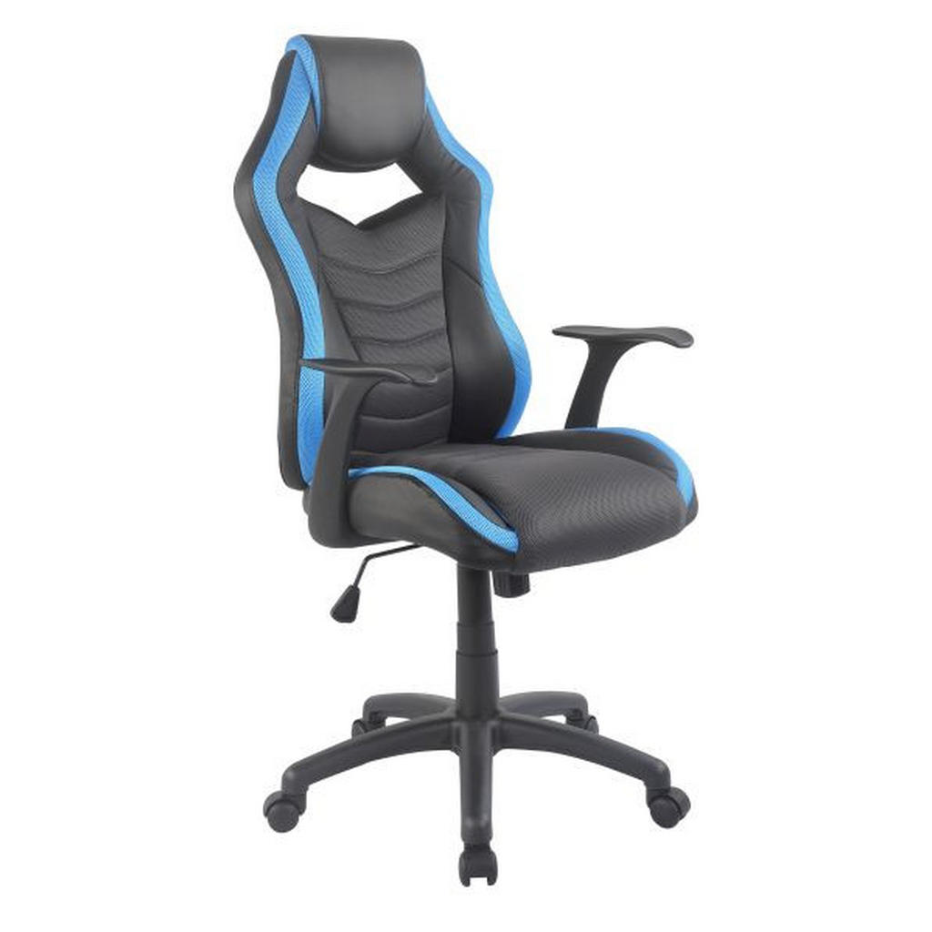 GAMING STOL kovina, umetna masa, tekstil modra, črna