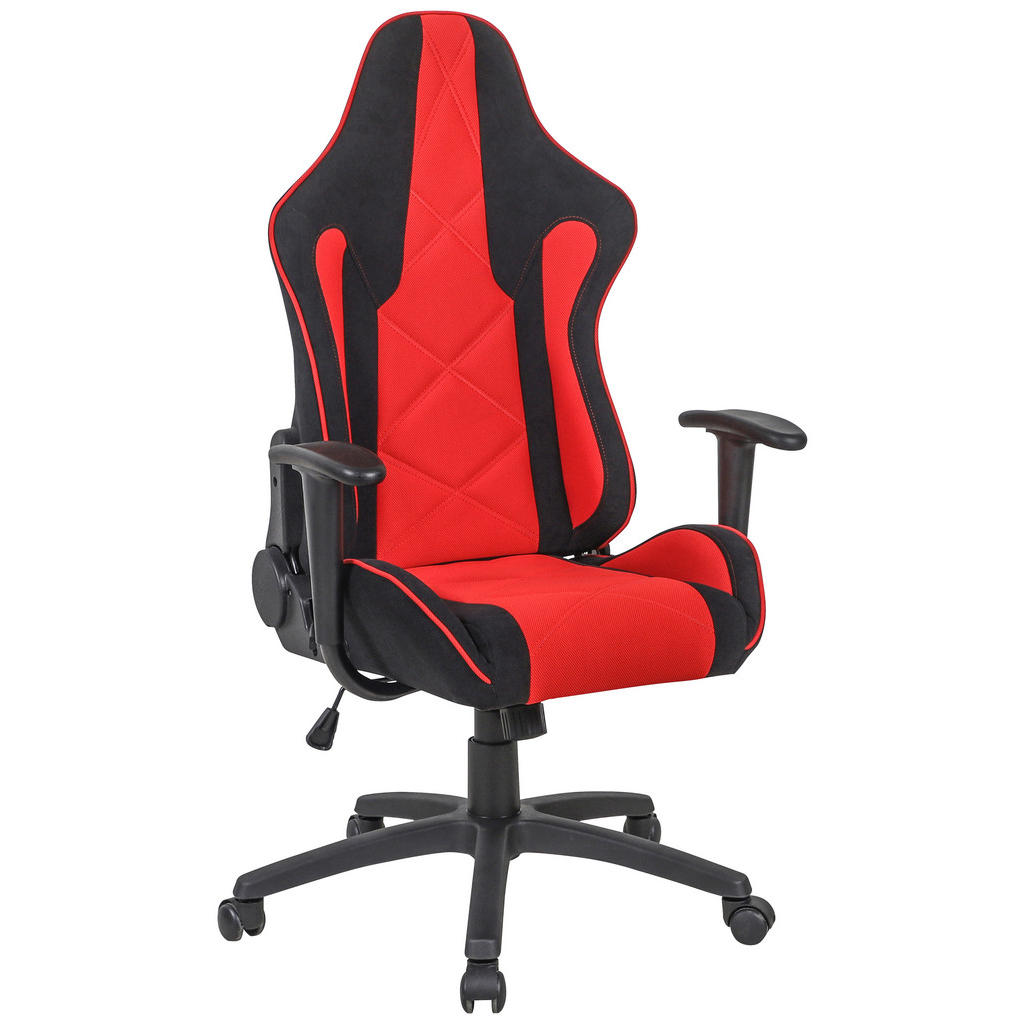 GAMING STOL umetna masa, tekstil rdeča, črna