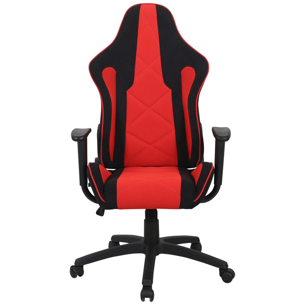 GAMING STOL umetna masa, tekstil rdeča, črna