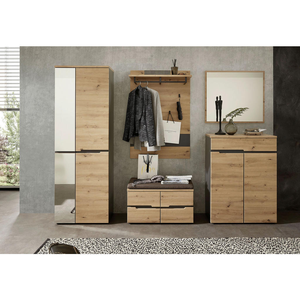 Alternative view of GARDEROBNA KLOP barve grafita, siva, hrast artisan