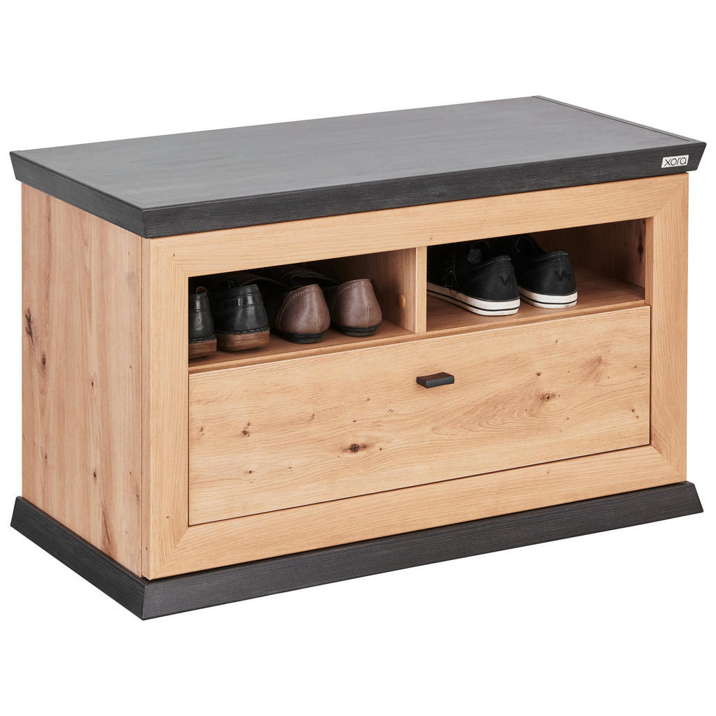 GARDEROBNA KLOP barve hrasta, temno siva