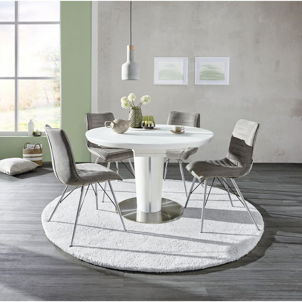 Alternative view of JEDILNA MIZA, bela, barve nerjavečega jekla