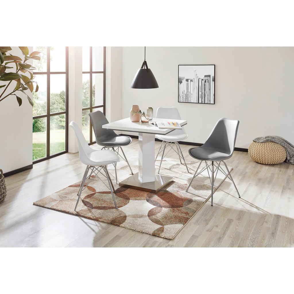 Alternative view of JEDILNA MIZA, siva, bela, barve nerjavečega jekla