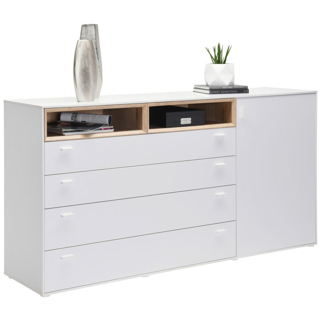 KOMODA, bela, barve hrasta