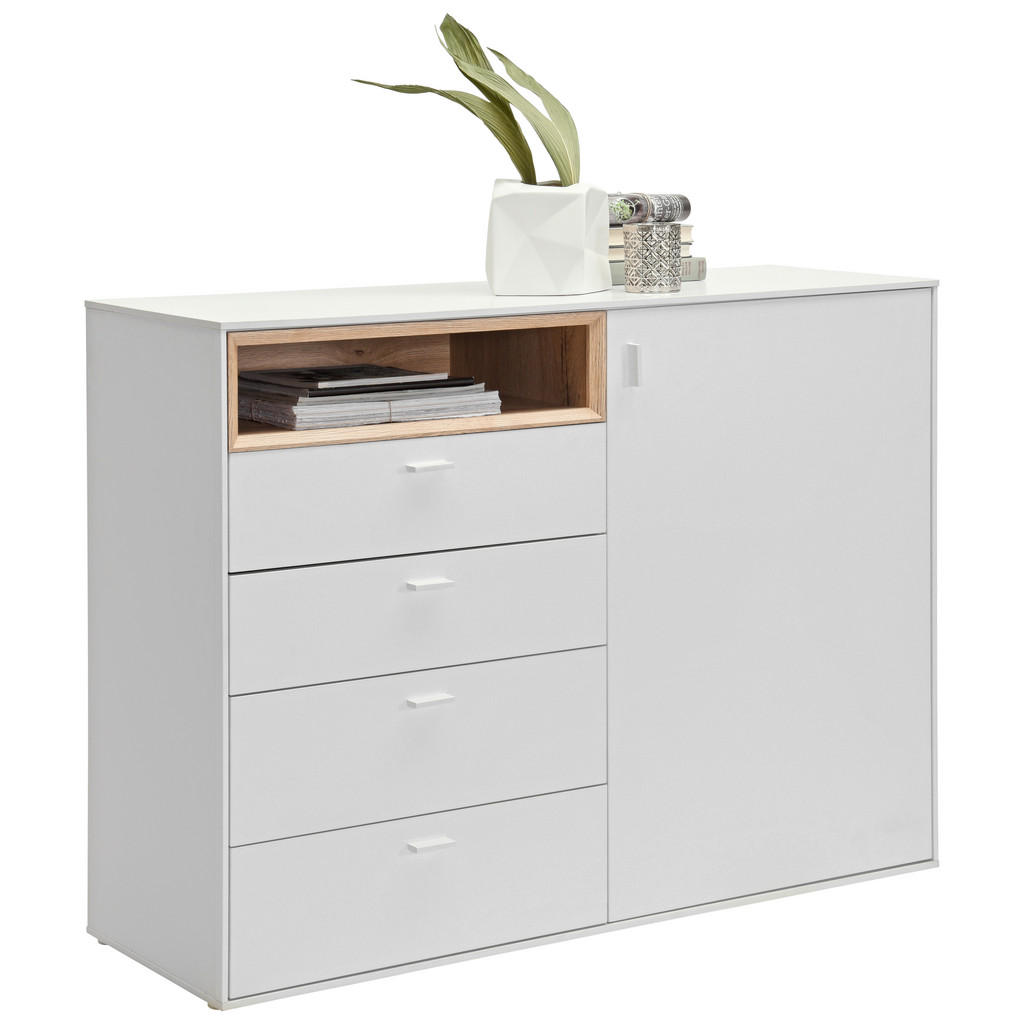 KOMODA, bela, barve hrasta