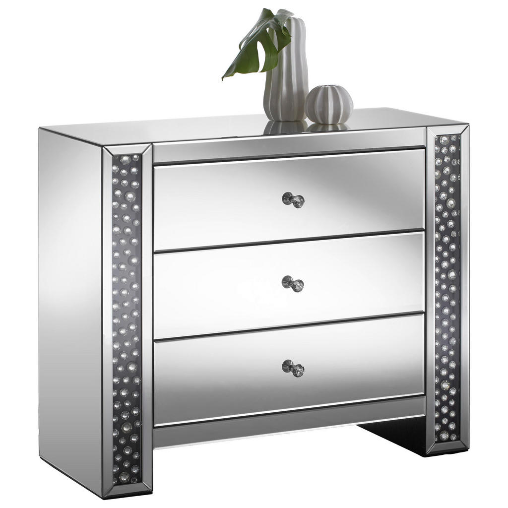 KOMODA, črna, srebrne barve