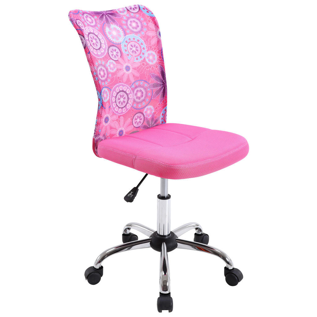 MLADINSKI VRTLJIVI STOL kovina, umetna masa, tekstil roza, barve kroma