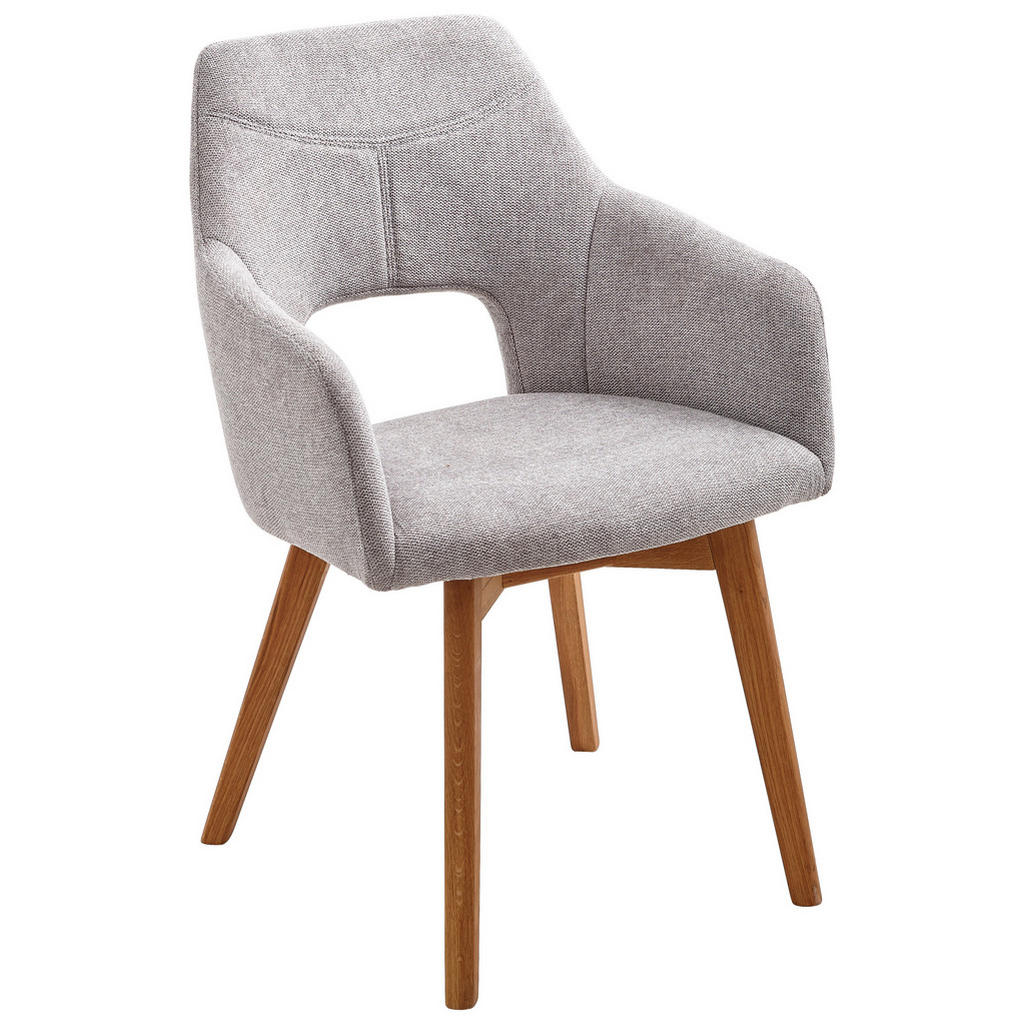 NASLANJAČ, les, tekstil barve hrasta, svetlo siva