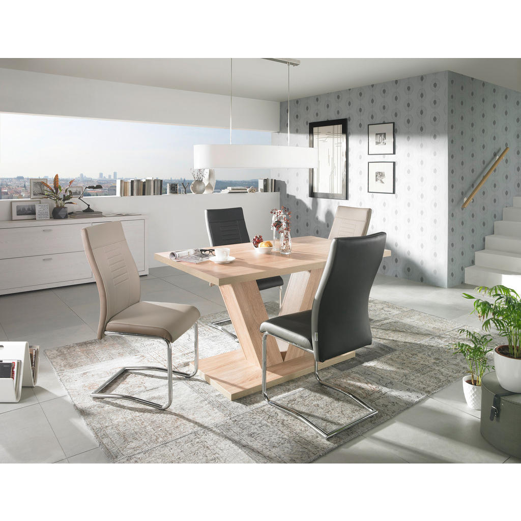 Alternative view of NIHAJNI STOL, kovina, tekstil krem barve, temno rjava