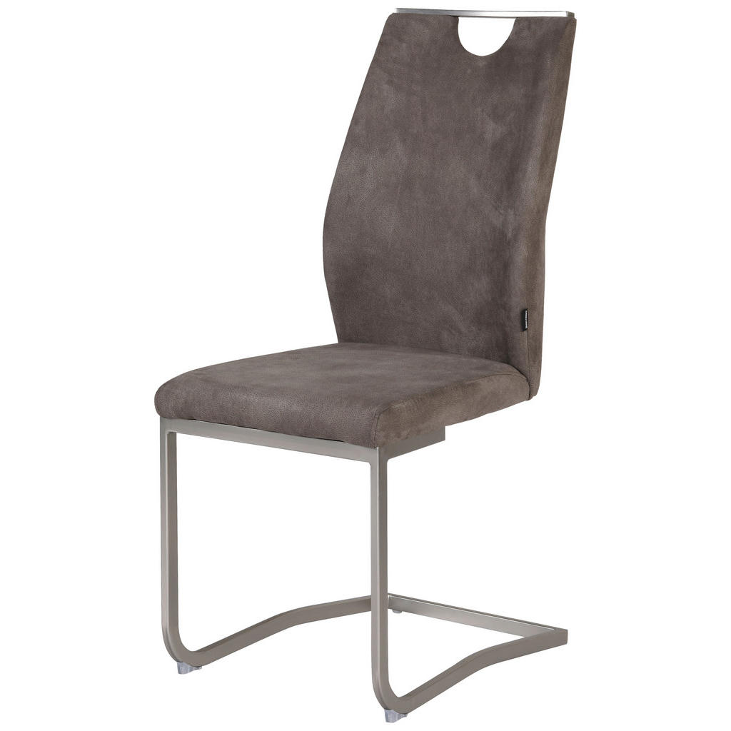 NIHAJNI STOL, kovina, tekstil rjavosiva, barve kroma