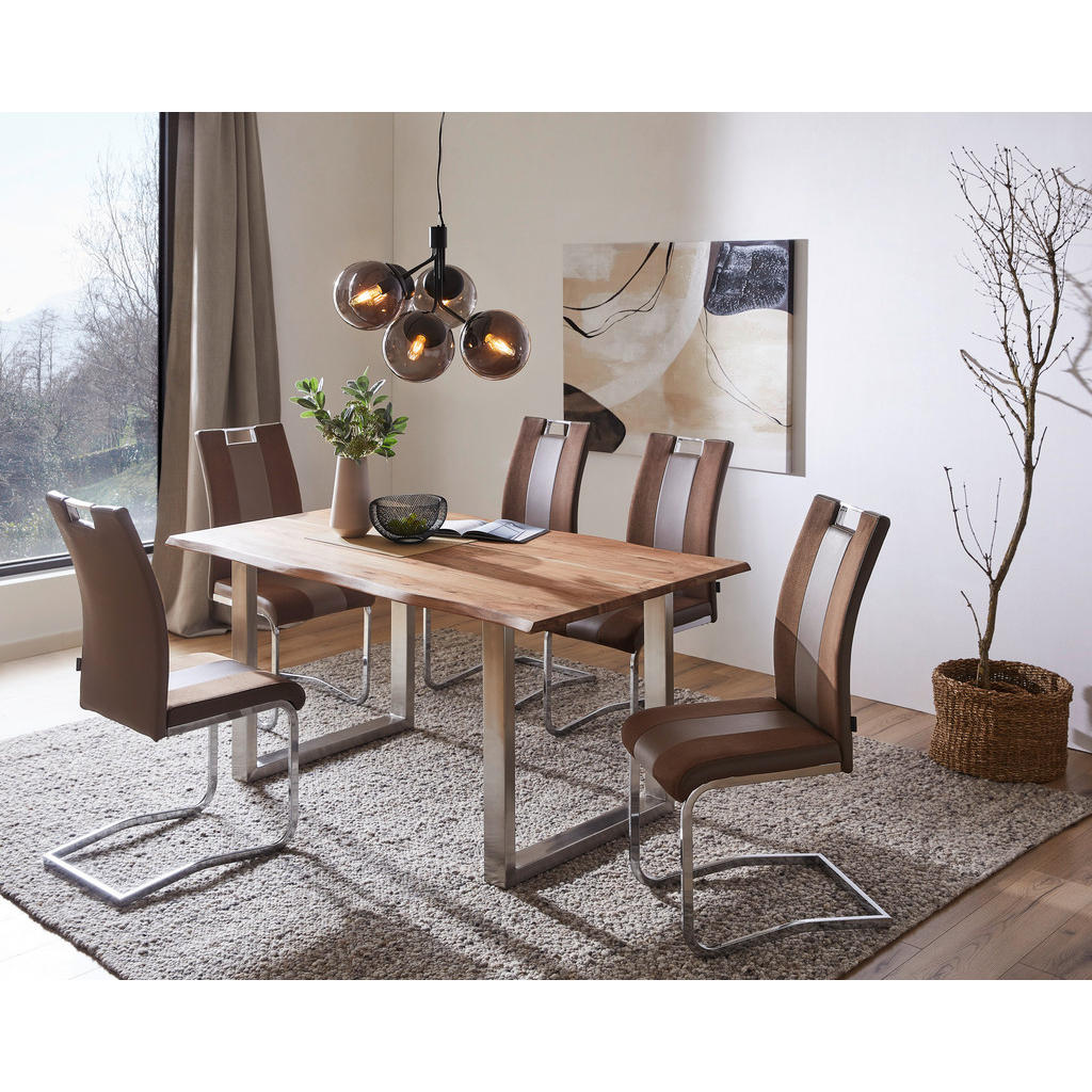 Alternative view of NIHAJNI STOL, kovina, tekstil rjavosiva, barve kroma