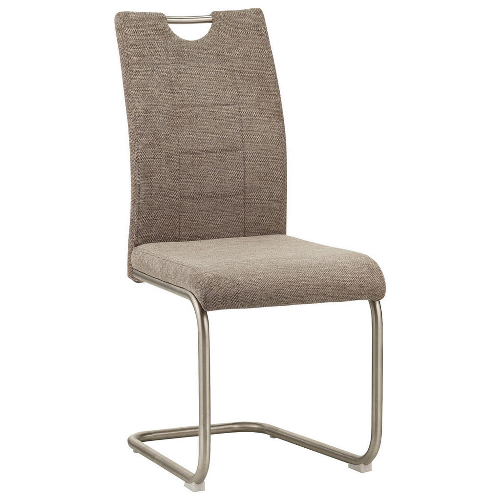 NIHAJNI STOL, kovina, tekstil rjava, barve nerjavečega jekla