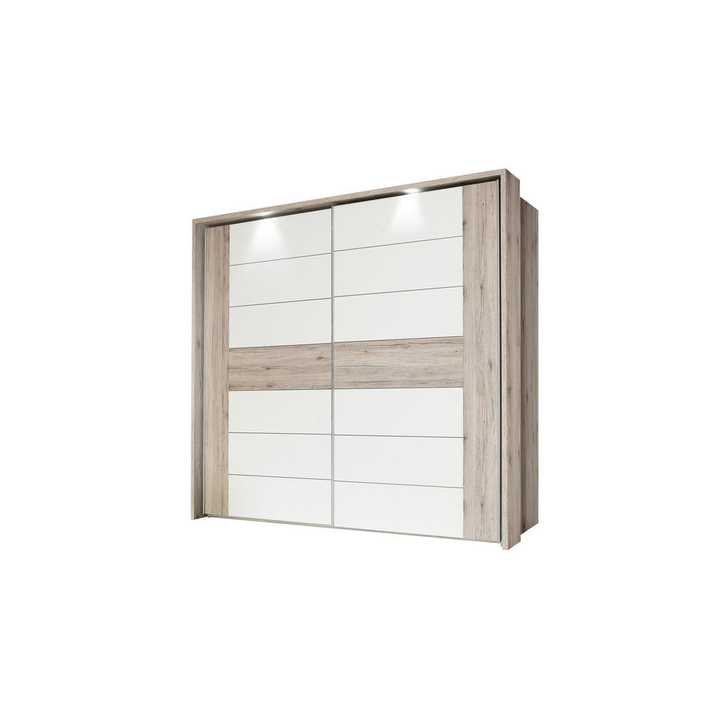 OMARA Z DRSNIMI VRATI, bela, barve hrasta, peščene barve