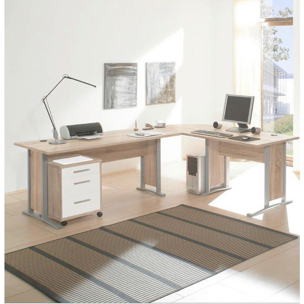 PISALNA MIZA leseni material bela, hrast sonoma