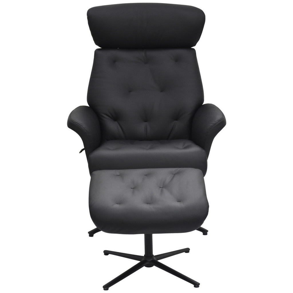 POČIVALNIK S PODNOŽNIKOM, črna, barva oreha les, tekstil, usnje