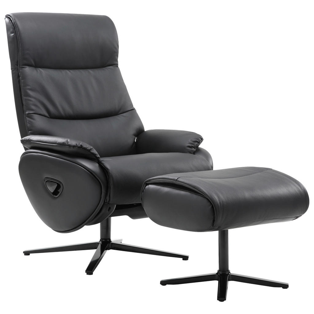 POČIVALNIK S PODNOŽNIKOM, črna kovina, tekstil, usnje