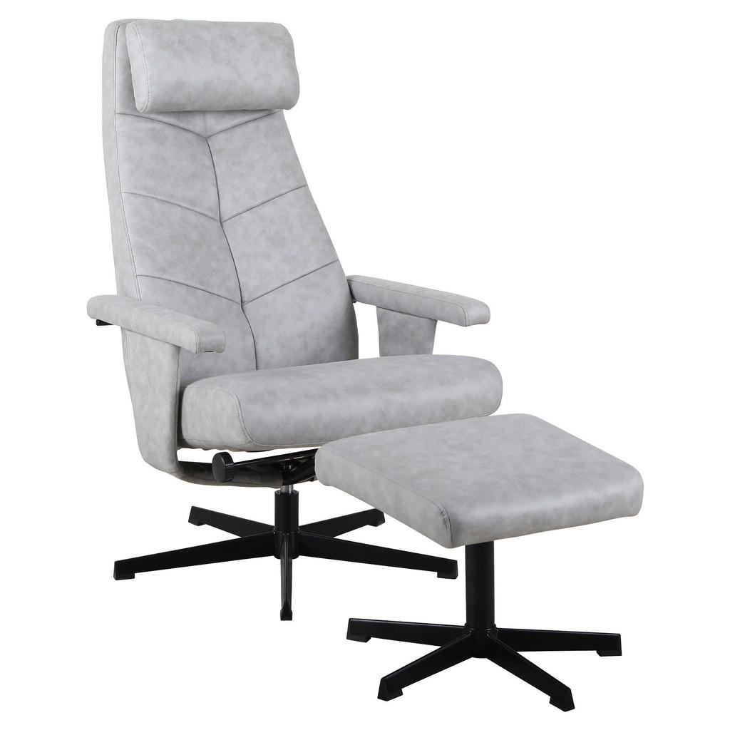 POČIVALNIK S PODNOŽNIKOM, črna, svetlo siva kovina, tekstil