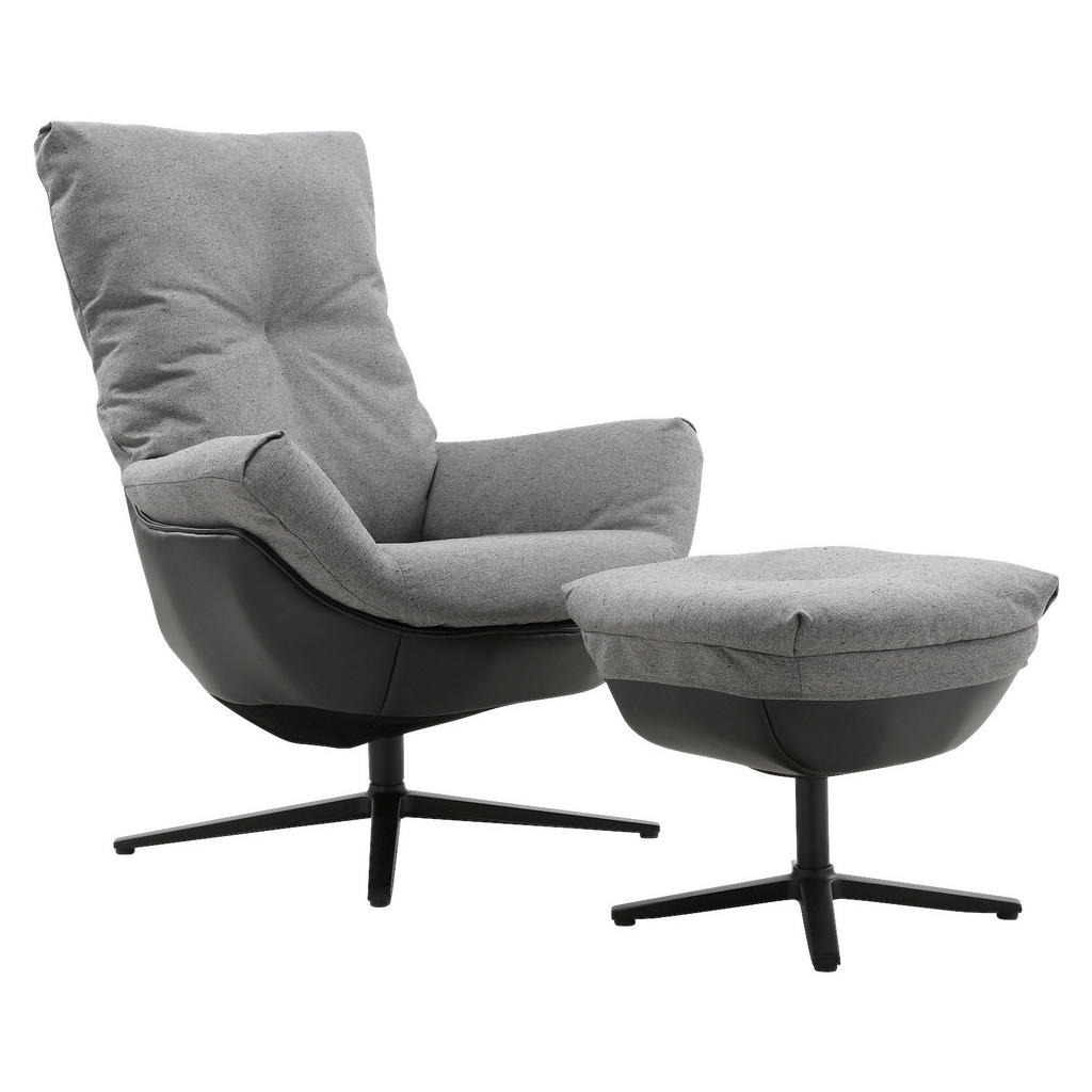 POČIVALNIK S PODNOŽNIKOM, črna, temno siva kovina, tekstil