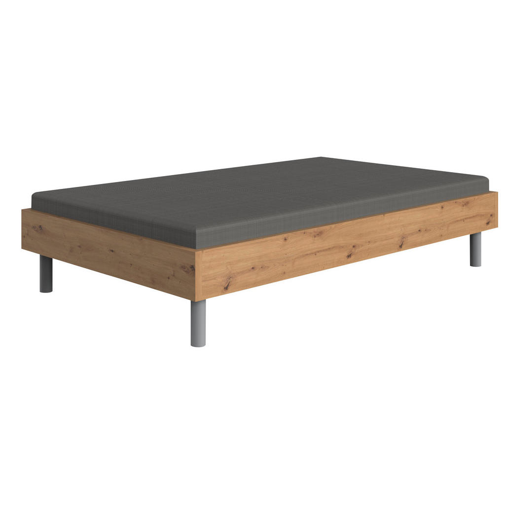 POSTELJA 140 cm  x 200 cm , leseni material barve hrasta