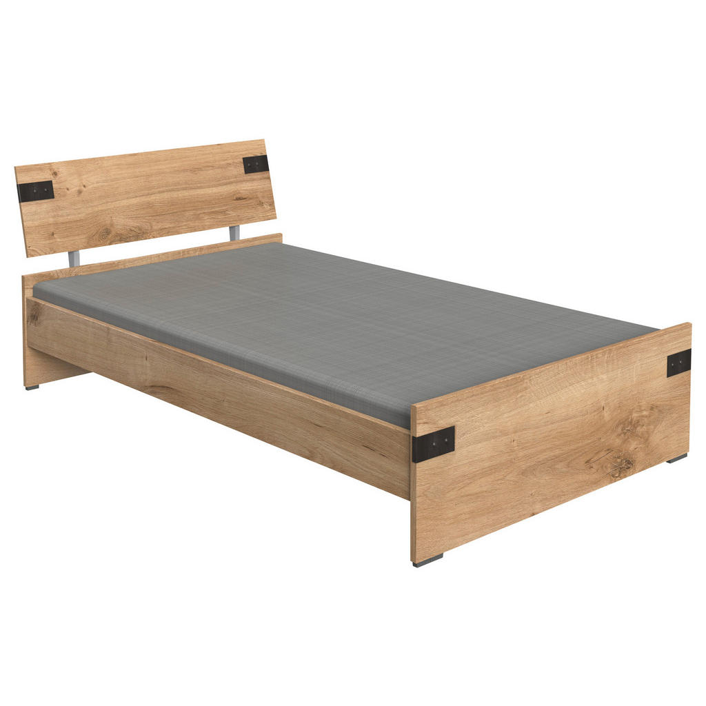 POSTELJA 120 cm  x 200 cm , leseni material barve grafita, barve hrasta