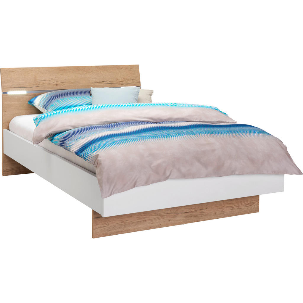 POSTELJA 120 cm  x 200 cm , leseni material bela, barve hrasta