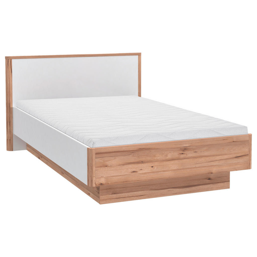 POSTELJA 120 cm  x 200 cm , leseni material bela, barve hrasta