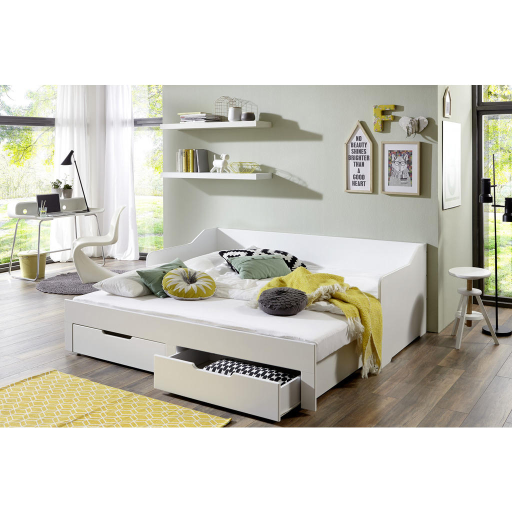 POSTELJA 90/180 cm x 200 cm , leseni material bela - slika 3