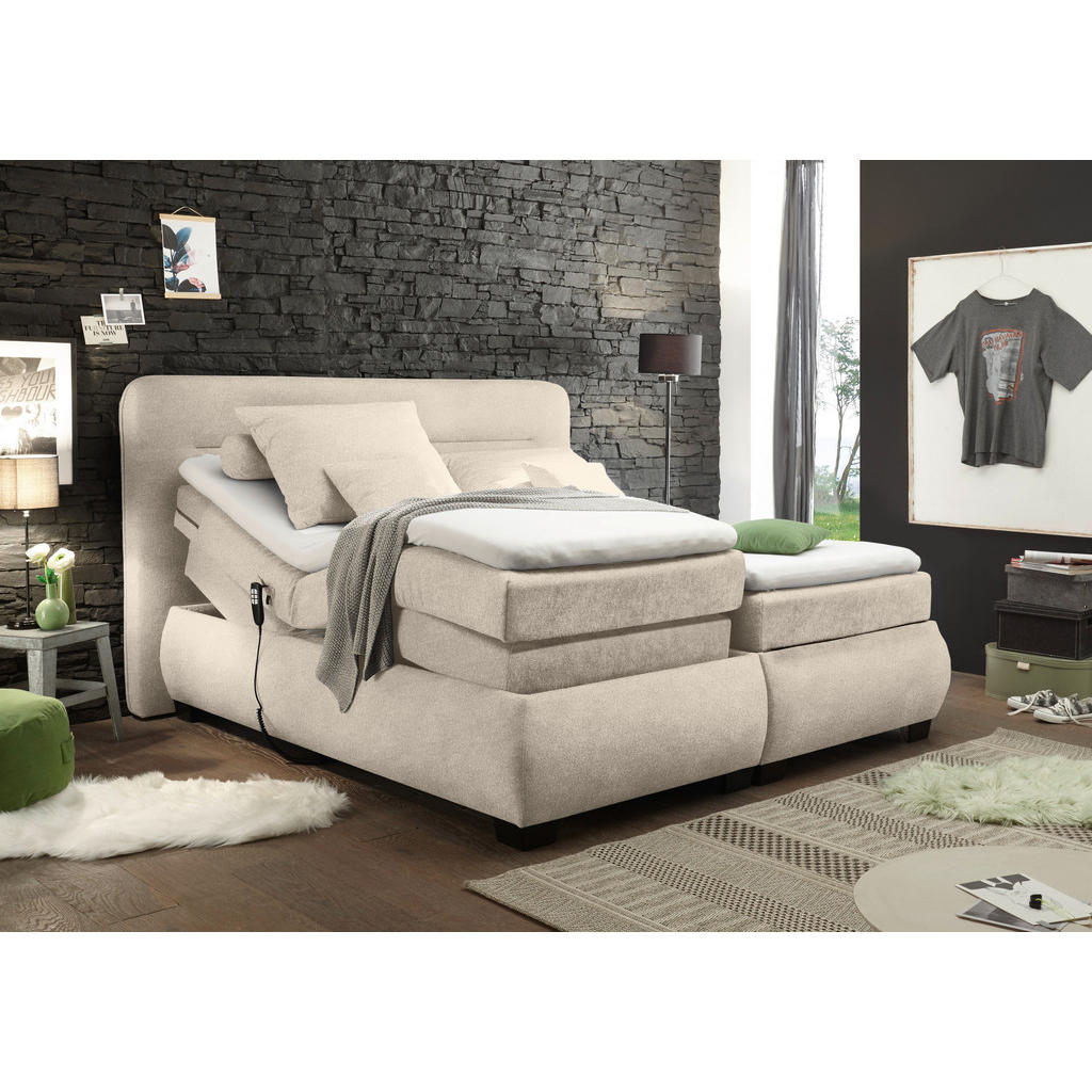 Alternative view of POSTELJA BOXSPRING 160 cm  x 200 cm , tekstil peščene barve