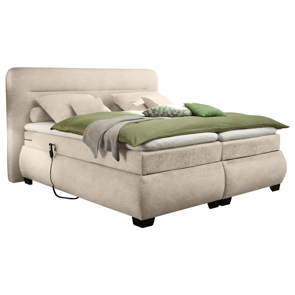 POSTELJA BOXSPRING 160 cm  x 200 cm , tekstil peščene barve