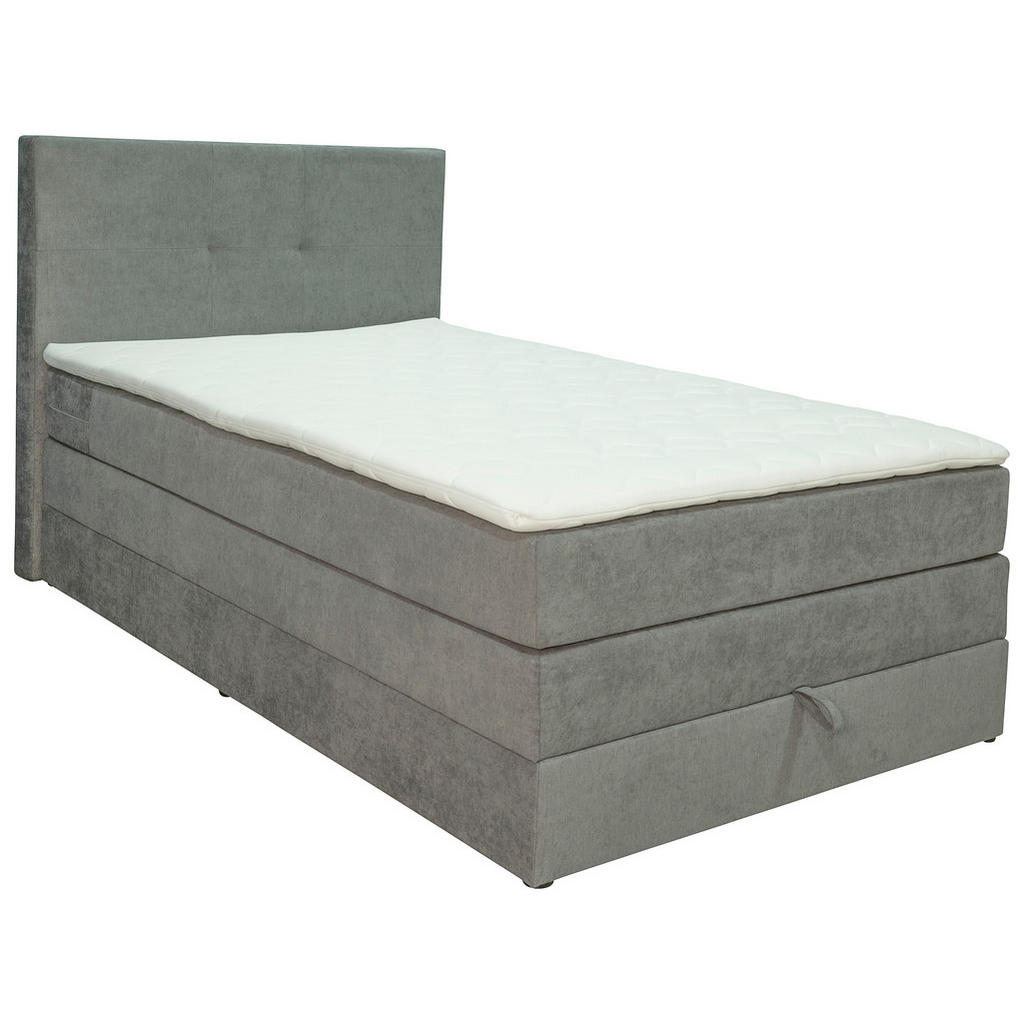 POSTELJA BOXSPRING 120 cm  x 200 cm , les, tekstil, leseni material siva