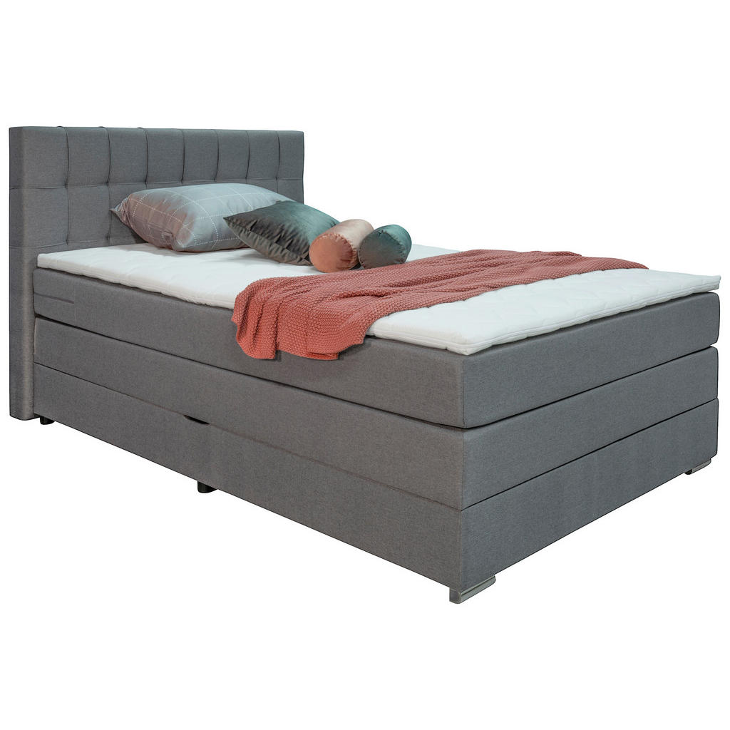 POSTELJA BOXSPRING x , les, tekstil, leseni material siva - slika 3