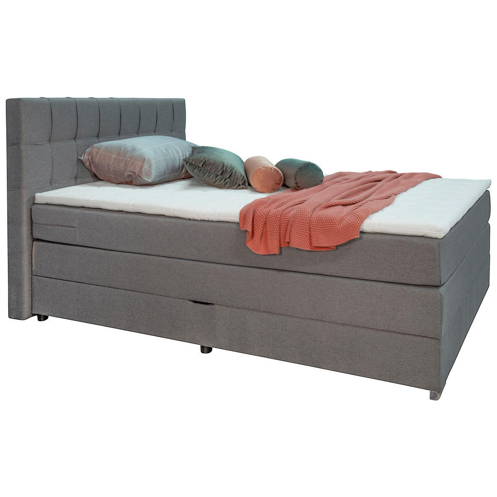 POSTELJA BOXSPRING x , les, tekstil, leseni material siva - slika 4