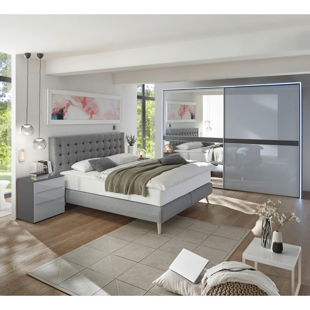 Alternative view of POSTELJA BOXSPRING 180 cm  x 200 cm , tekstil svetlo siva