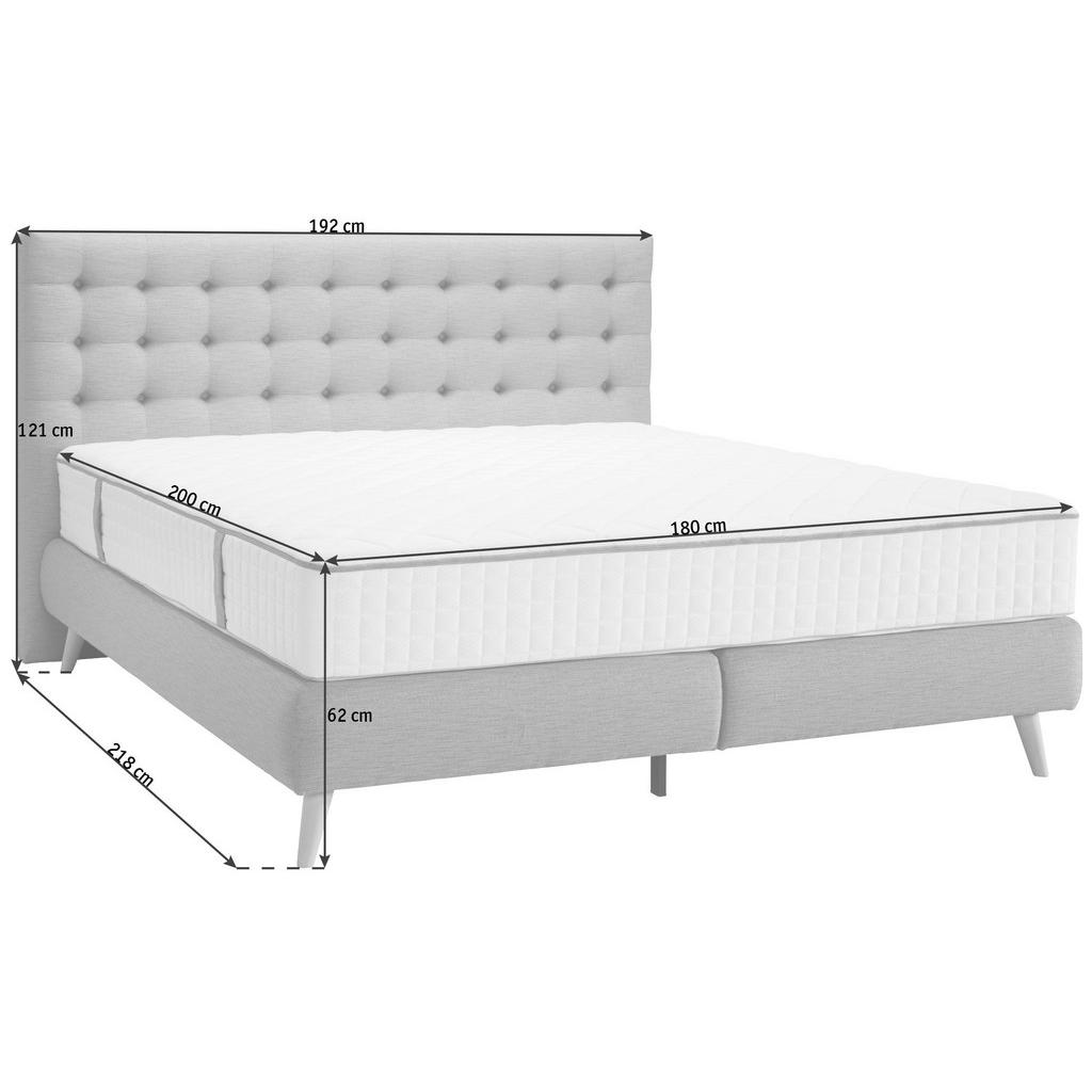 POSTELJA BOXSPRING 180 cm x 200 cm , tekstil svetlo siva - slika 4