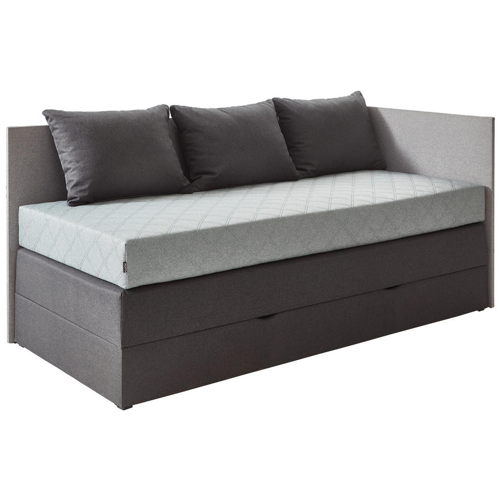 POSTELJA BOXSPRING 90 cm  x 200 cm , tekstil svetlo siva, temno siva