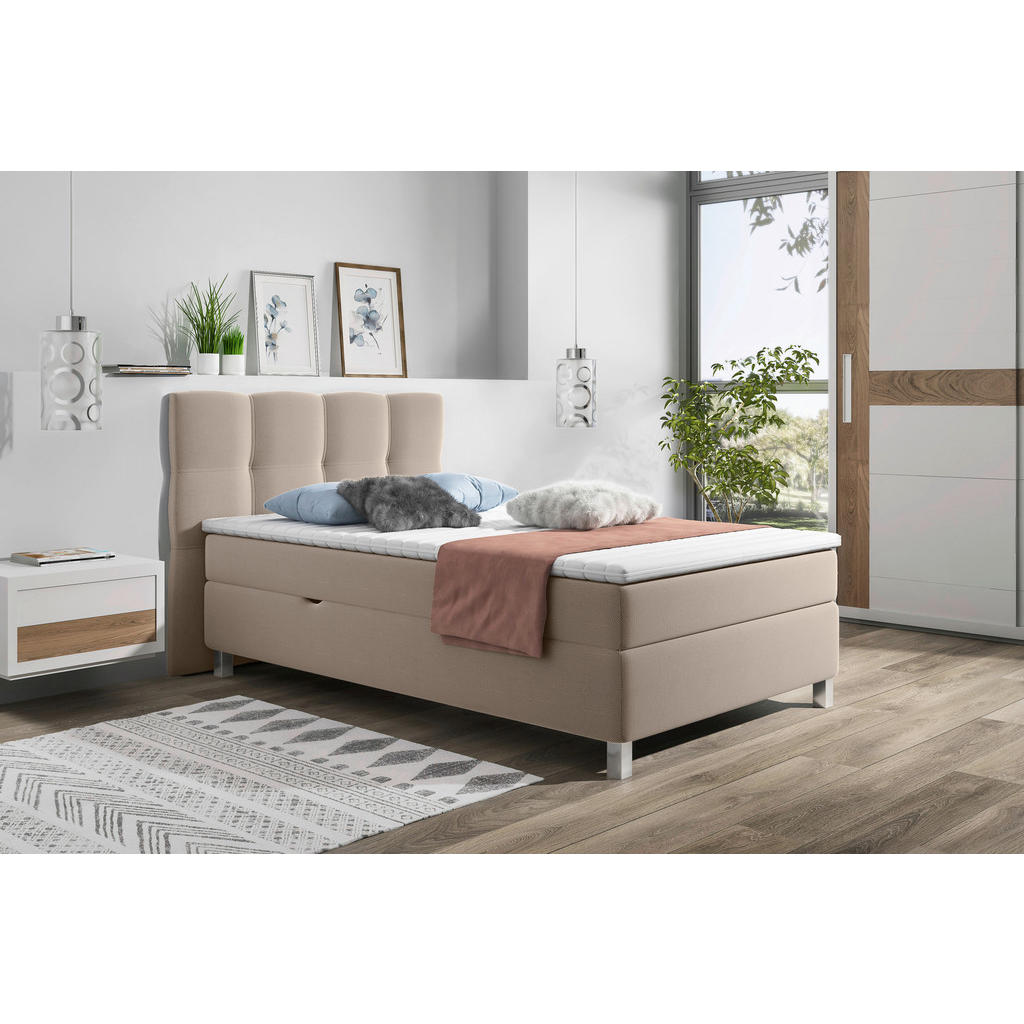 POSTELJA Z VZMETNICO 120 cm x 200 cm , tekstil bež - slika 2