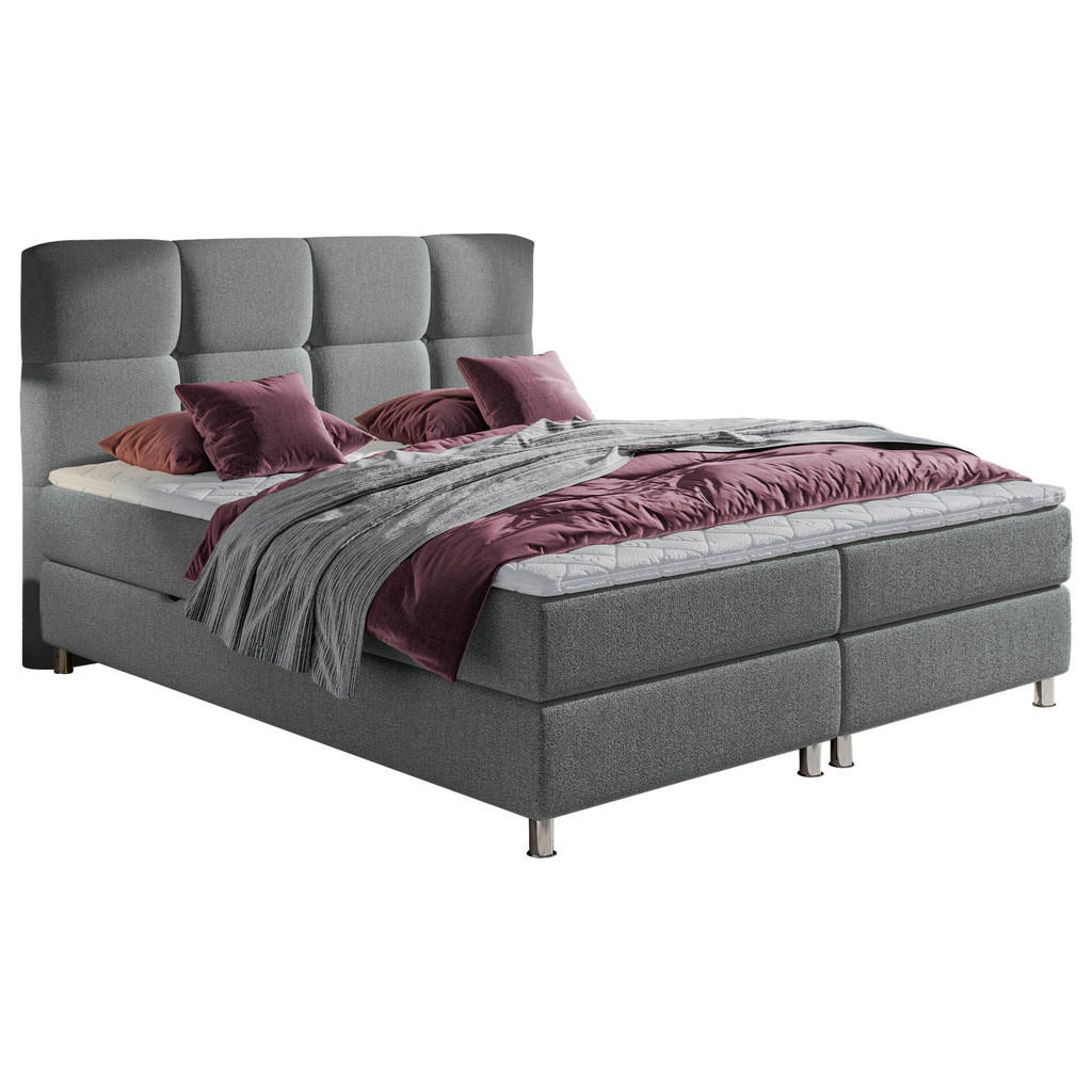 POSTELJA Z VZMETNICO 180 cm  x 200 cm , tekstil siva