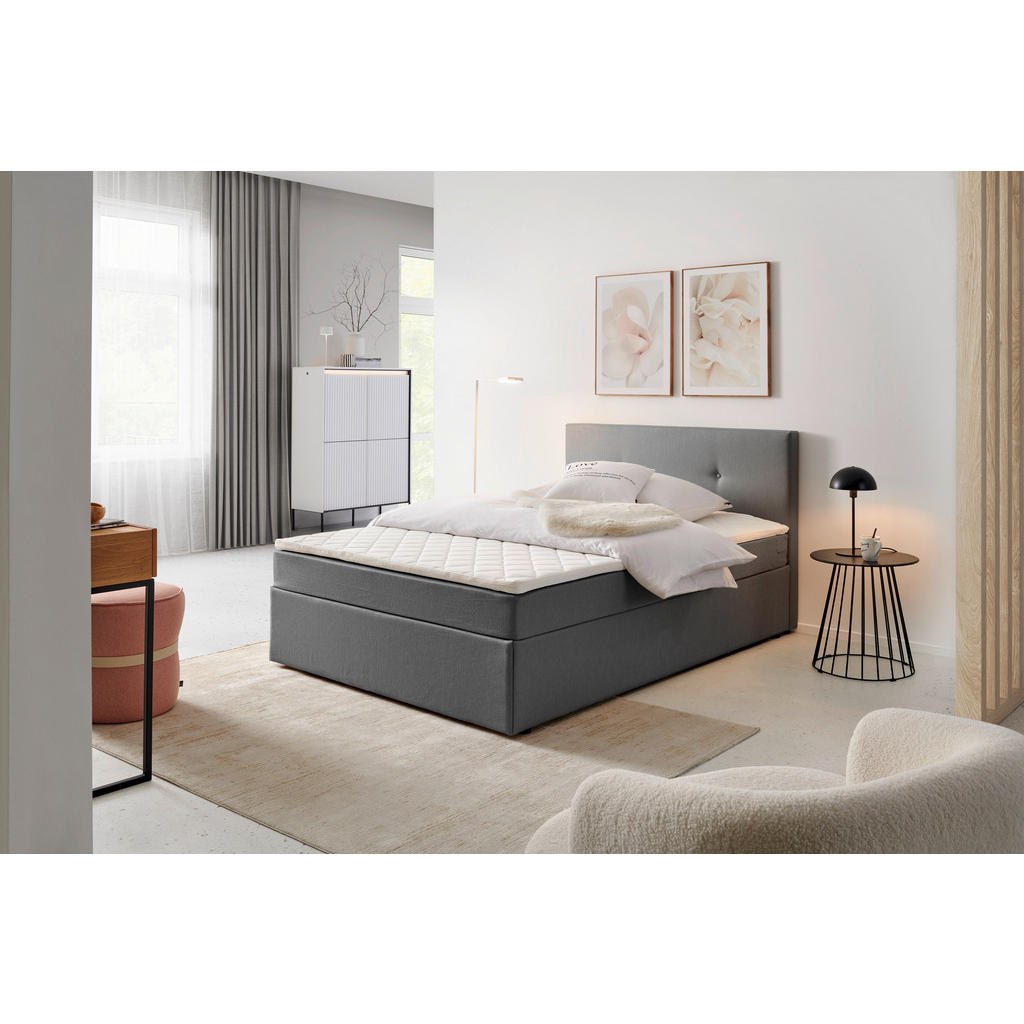 POSTELJA Z VZMETNICO 120 cm  x 200 cm , les, leseni material, tekstil siva
