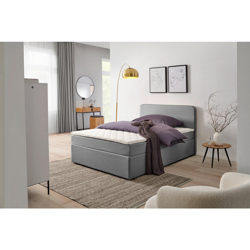 POSTELJA Z VZMETNICO 120 cm  x 200 cm , tekstil svetlo siva