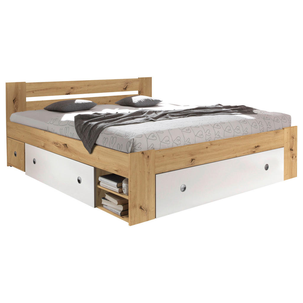 POSTELJNA GARNITURA  x , leseni material bela, barve hrasta