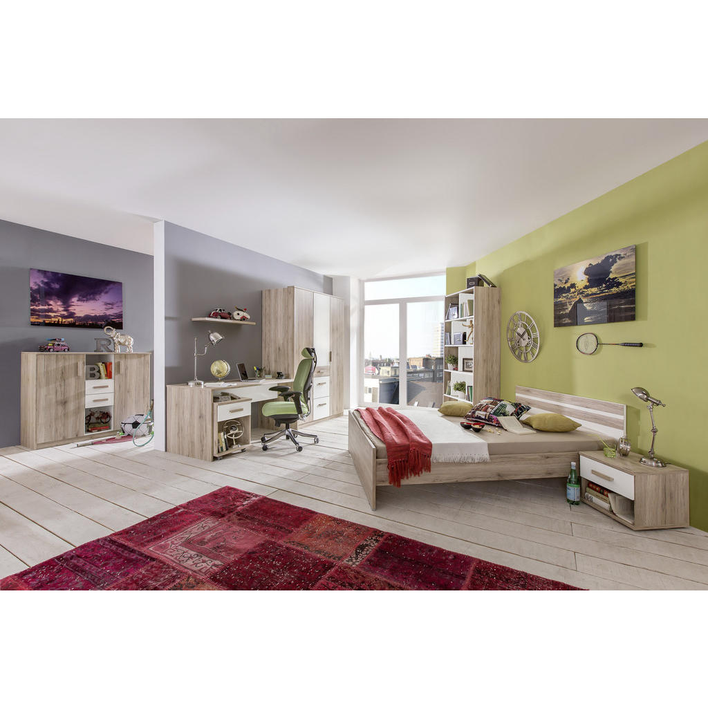 Alternative view of PREDALNIK NA KOLESCIH bela, barve hrasta