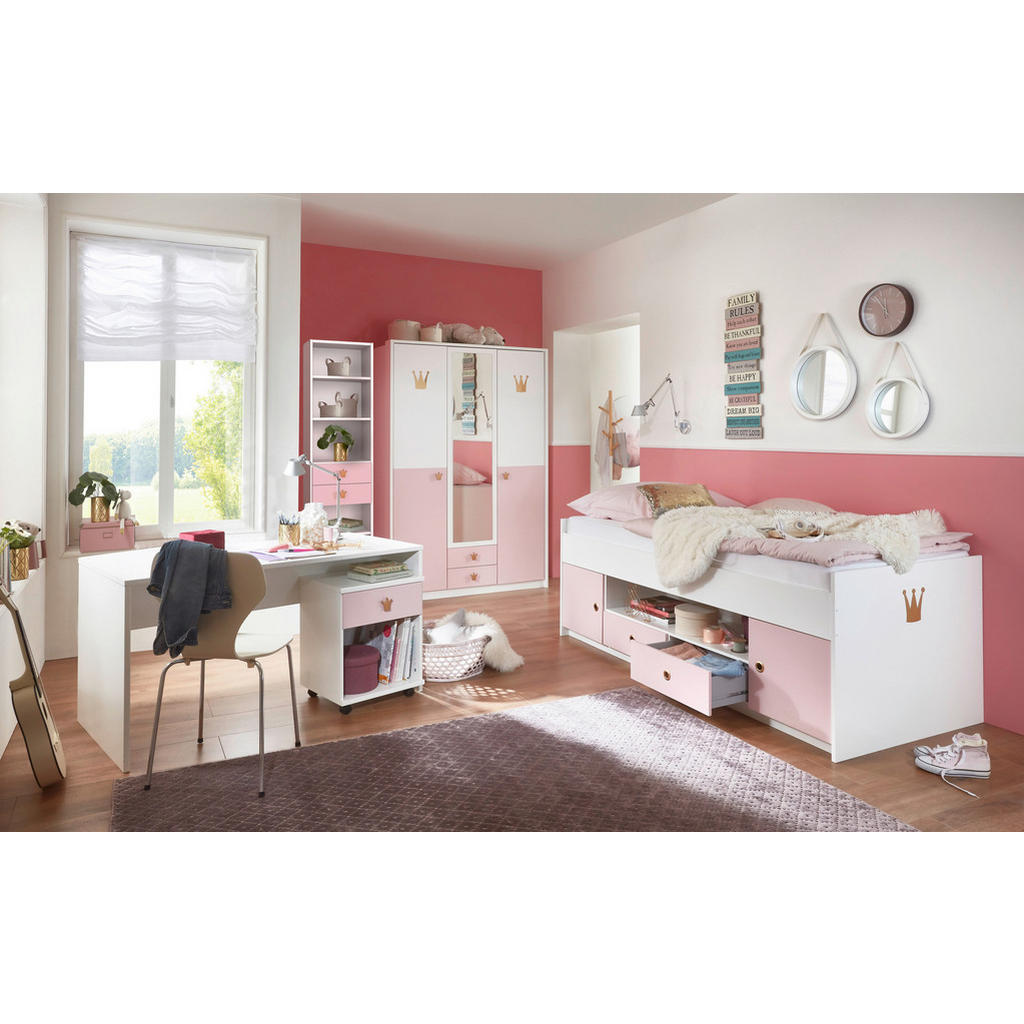 Alternative view of PREDALNIK NA KOLESCIH roza, bela