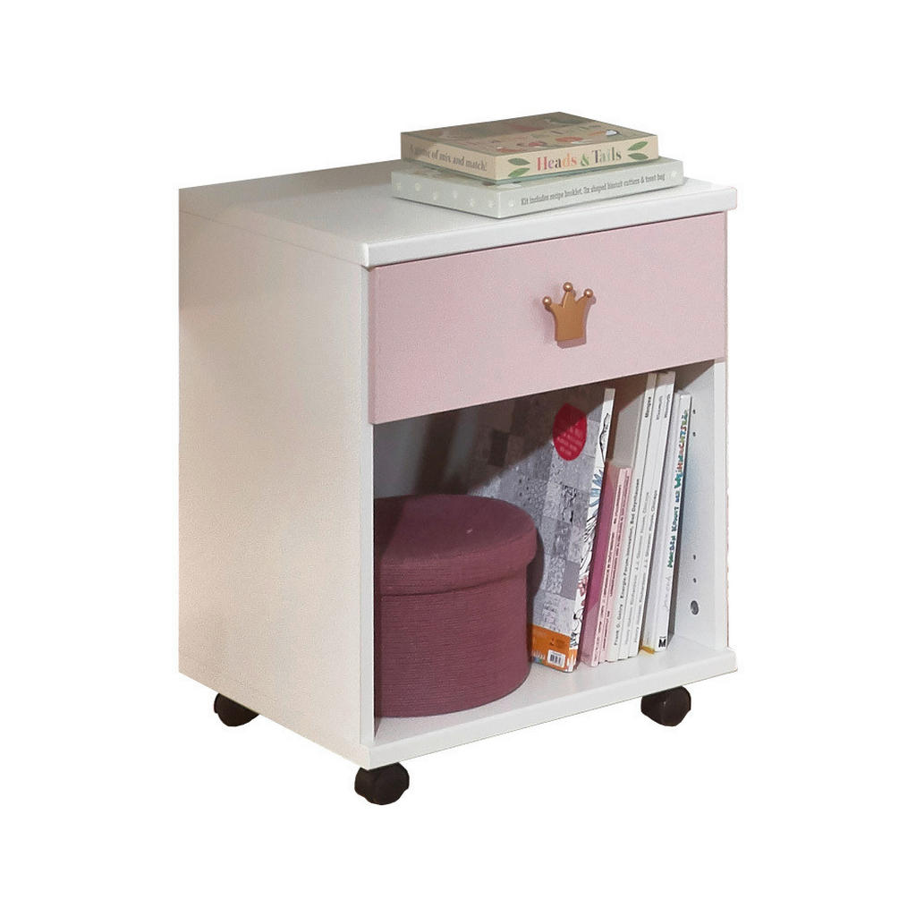 PREDALNIK NA KOLESCIH roza, bela