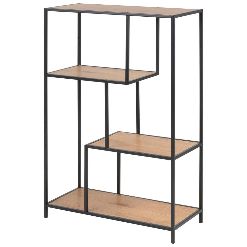 REGAL 77/114/34 cm črna, barve hrasta